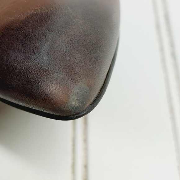 Enzo Angiolini Eapresly Brown Leather Stiletto Heels Studs Ankle Bootie E398 - Picture 14 of 15